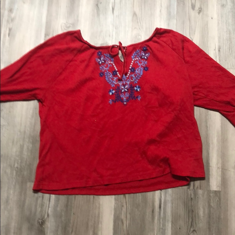 Red and Blue Patterned Shirt